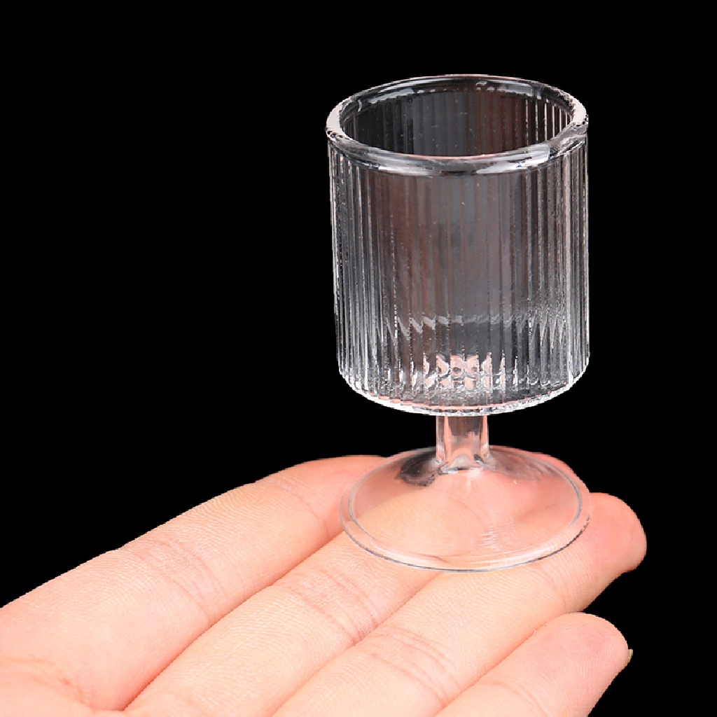 SU Dollhouse Glass Cake Stand Fruit Tray Dessert Pan Kitchen Wine Glass Decor Toy n