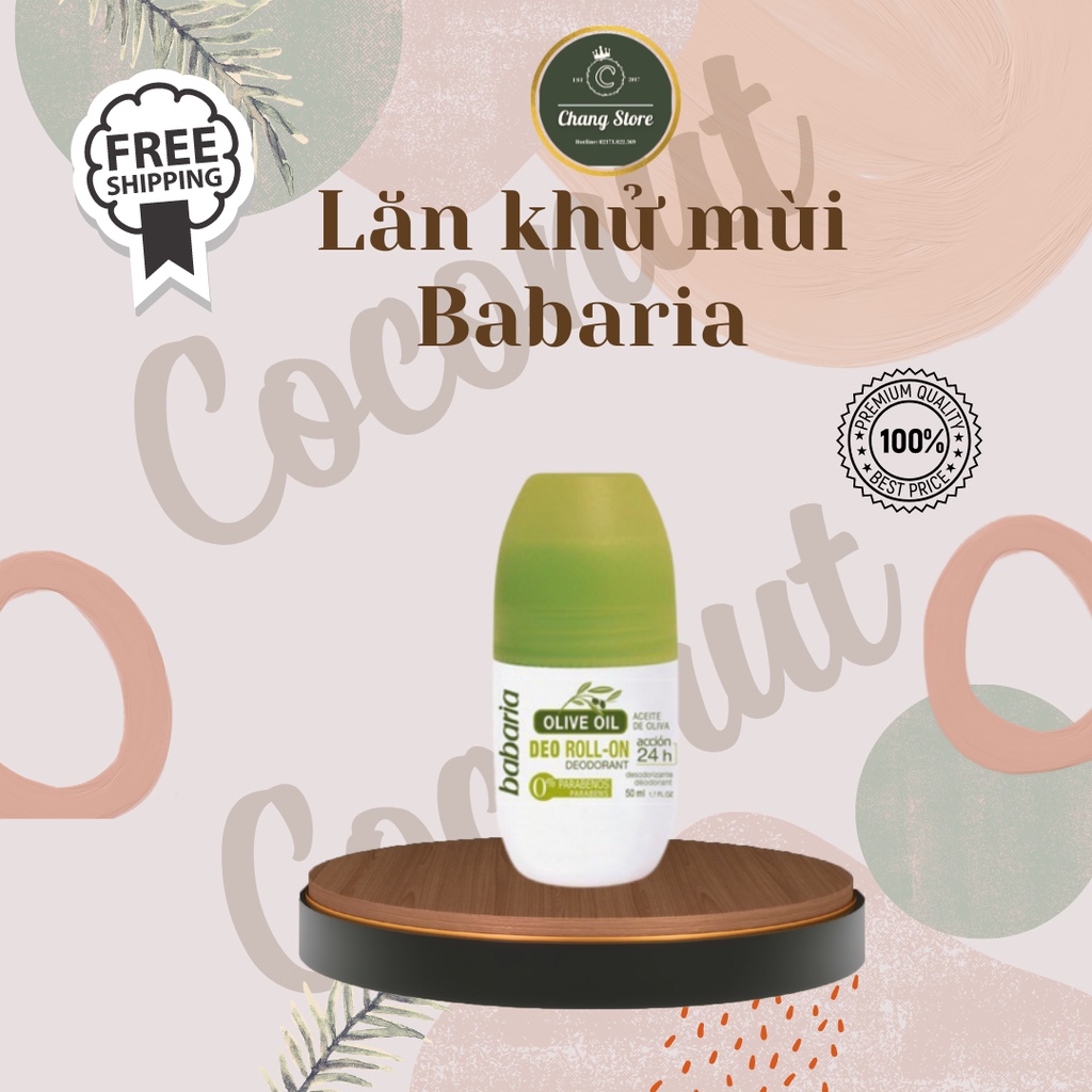 💯Lăn khử mùi Babaria trắng da nhập khẩu chính hãng Tây Ban Nha 50ml