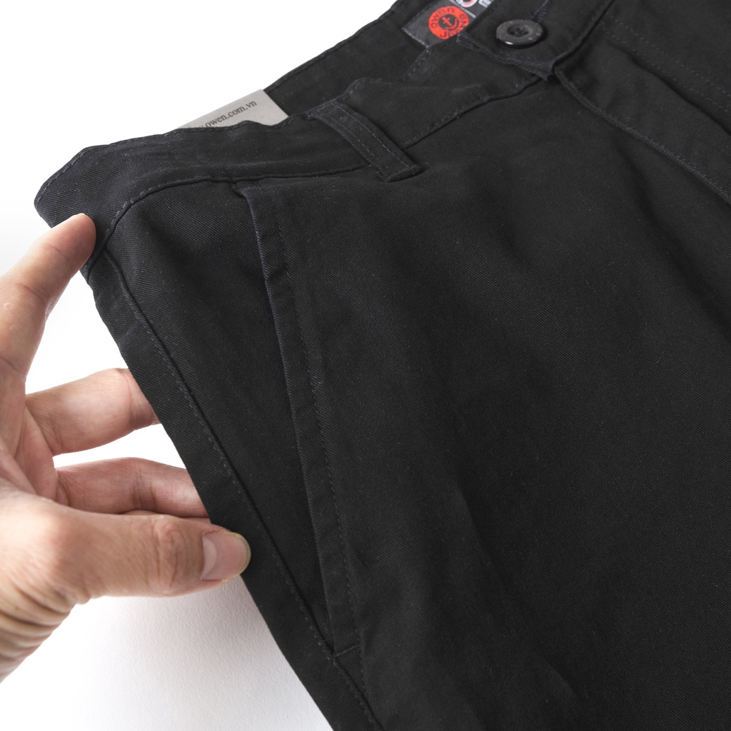 Quần short nam kaki Owen màu đen, chất liệu vải cotton cao cấp, co giãn, trẻ trung, dáng slimfit năng động