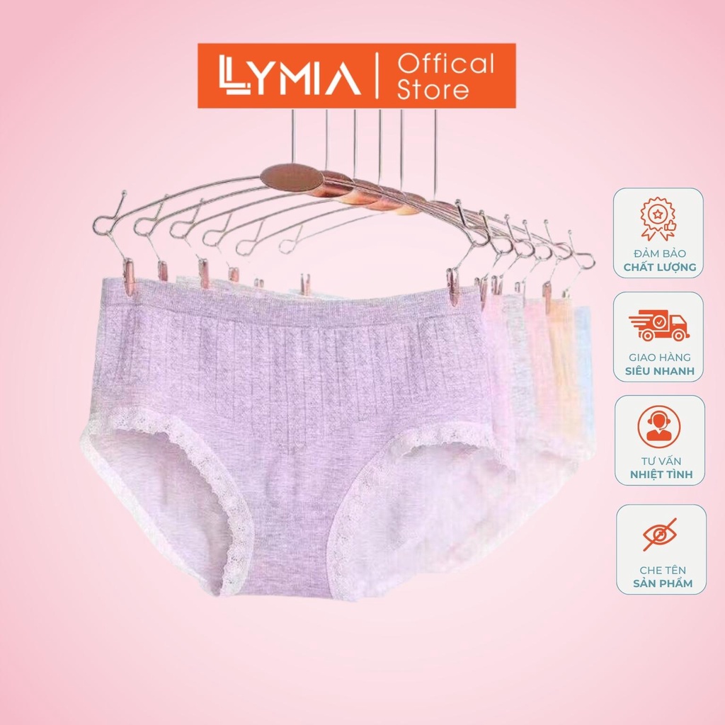 Hộp 5 quần lót nữ muối tiêu cotton tăm  vỏ trắng cao cấp LYMIA