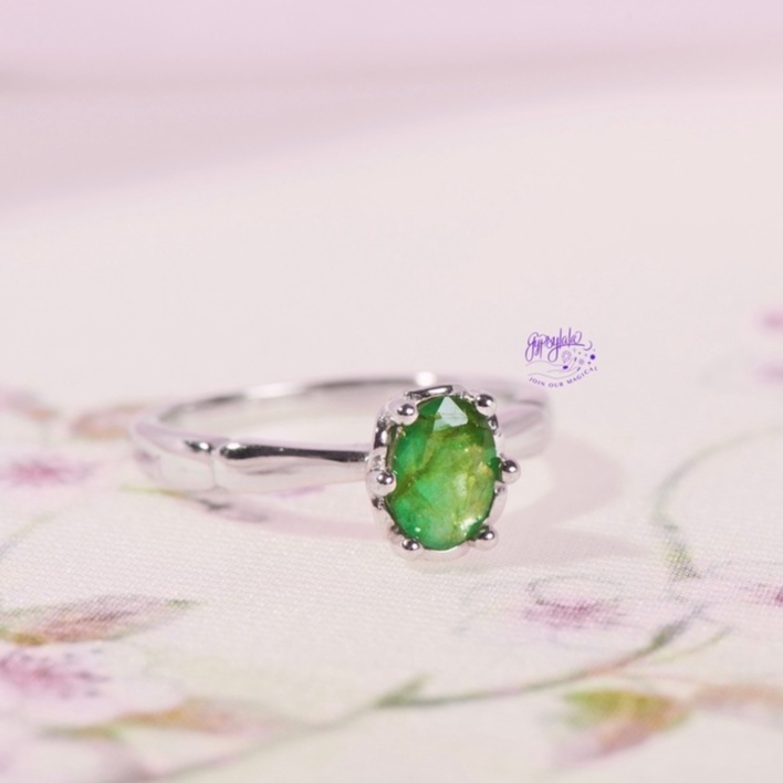 Nhẫn Bạc 925 Flower Đá Thiên Nhiên Phong Thuỷ SP005090 Gypsy.lala