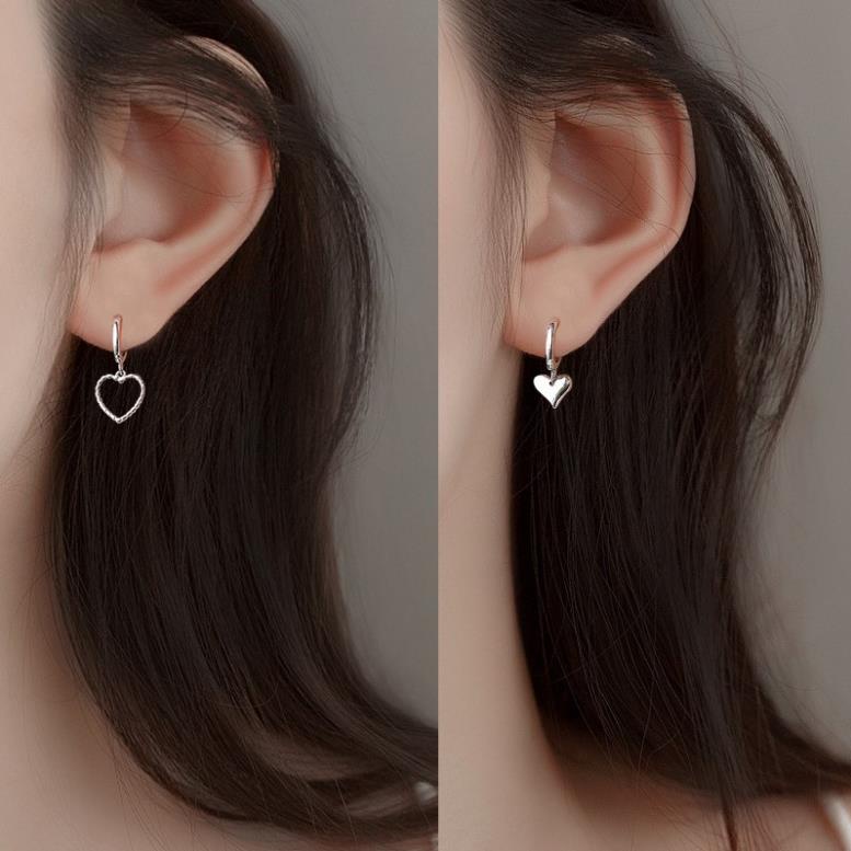 (0184) Khuyên Tai Trái Tim Bất Cân Xứng Phong Cách Retro Cá Tính