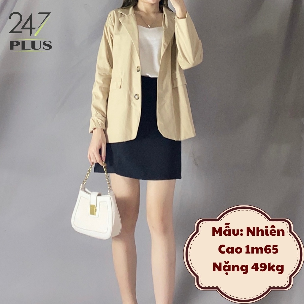 Áo Khoác Cổ Vest 2 Lớp Form rộng Freesize Hai Màu Đen Và Be