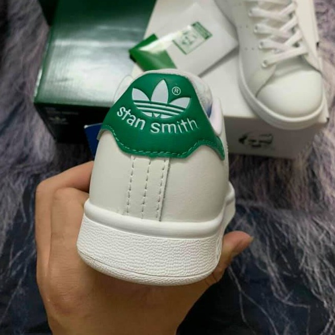 Giày thể thao sneaker stan smith màu trắng gót xanh full size, full bill box hàng 1:1 | BigBuy360 - bigbuy360.vn