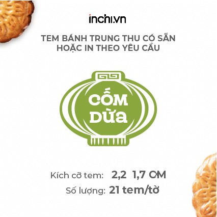 Tem Bánh Trung Thu Cao Cấp Decal Có Sẵn  Hình Lồng Đèn - Size 21 Tem/Tờ - 13 Nhân Kèm NSX, HSD Viết Tay Chất Lượng