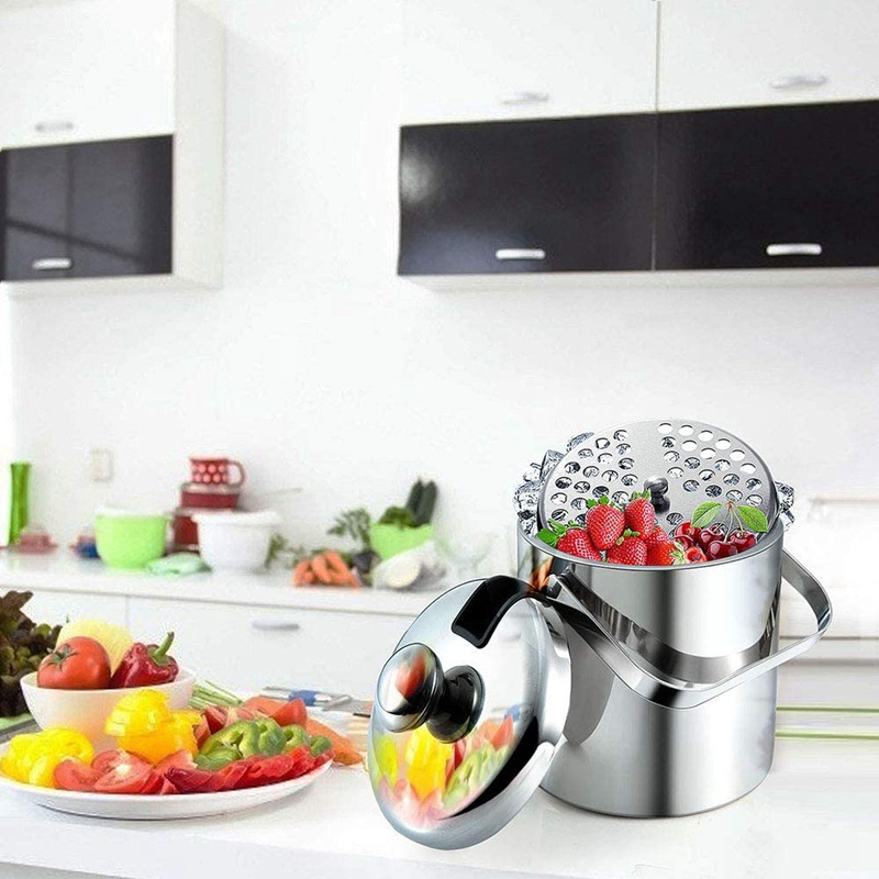Xô Đựng Đá Có Nắp Bằng Thép Không Gỉ 1.3 Lít Cách Nhiệt