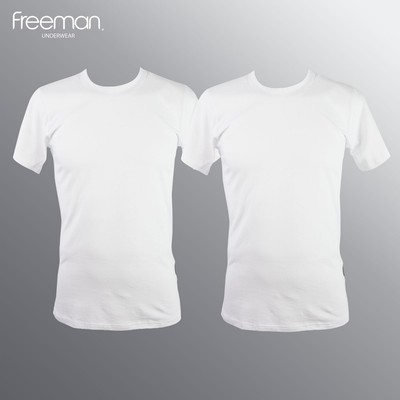 Áo thun nam Freeman, cổ tròn viền cổ thiết kế viền lớn, chất liệu cotton 100% thoáng mát TSF317 [Combo 2]