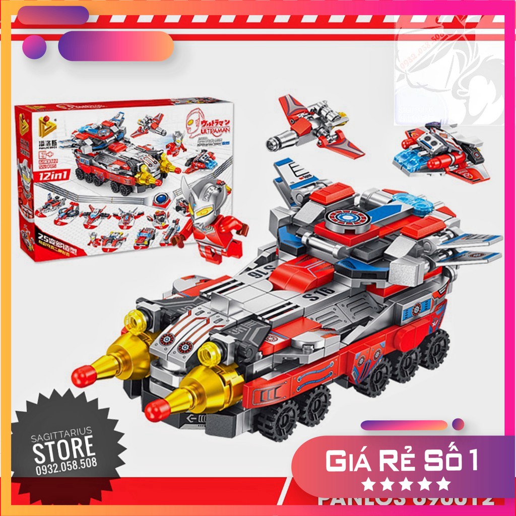 Lego Panlos 690012 Lắp Ráp Chiến Xa Ultraman 12 in 1 - Siêu Nhân Điện Quang ( 551 Mảnh ) [Hot]