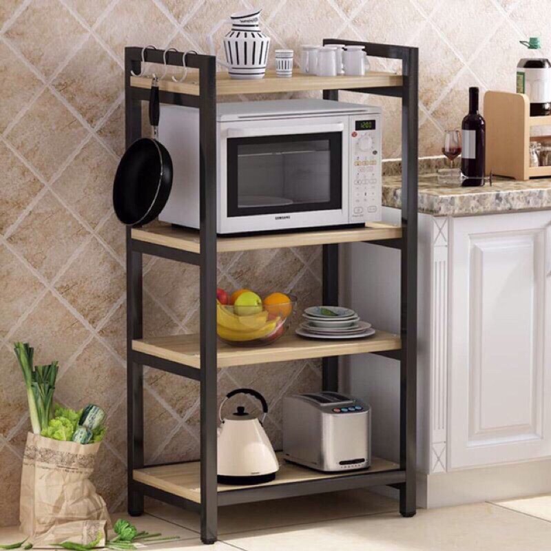 Kệ sắt 4 tầng sơn tĩnh điện - mặt lót gỗ cao cấp | BigBuy360 - bigbuy360.vn