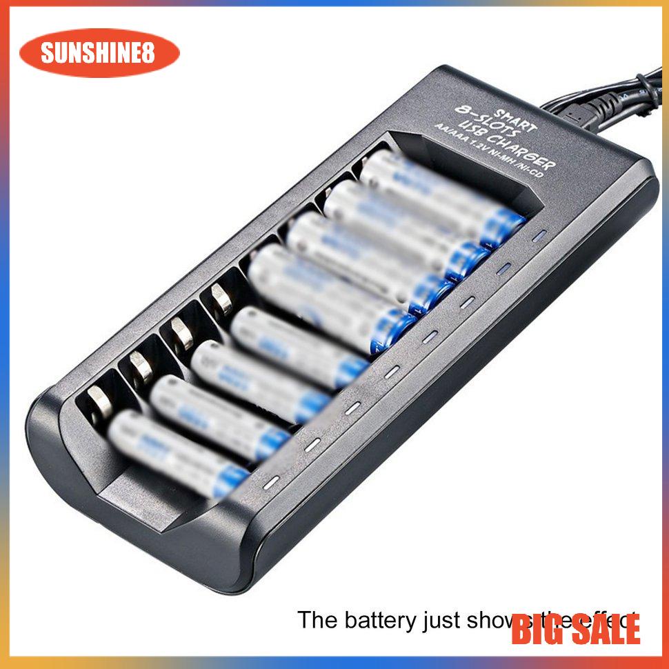 Bộ sạc pin AA / AAA NiMH 8 ngăn có đèn LED