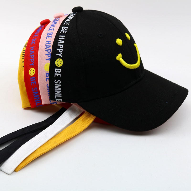Mũ lưỡi trai thêu hình mặt cười thời trang cho trẻ em