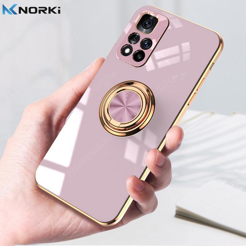 Ốp Điện Thoại Silicon Dẻo Tráng Gương Kèm Giá Đỡ Nhẫn Từ Tính Sang Trọng Cho Xiaomi Redmi Note 12 11 10 Pro 10S 11S