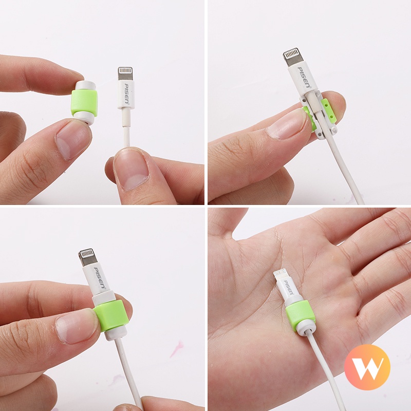 1 Phụ Kiện Bảo Vệ Dây Cáp Sạc USB Màu Sắc Ngọt Ngào Cho iPhone Android