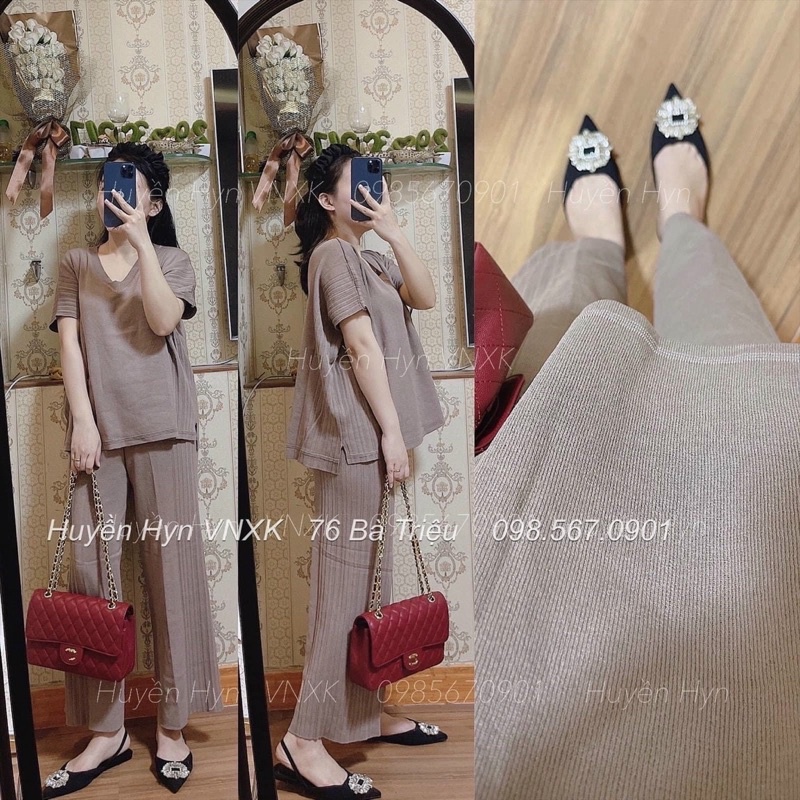 Set bộ len ly tay quần suông mặc đc bầu bí bigsize