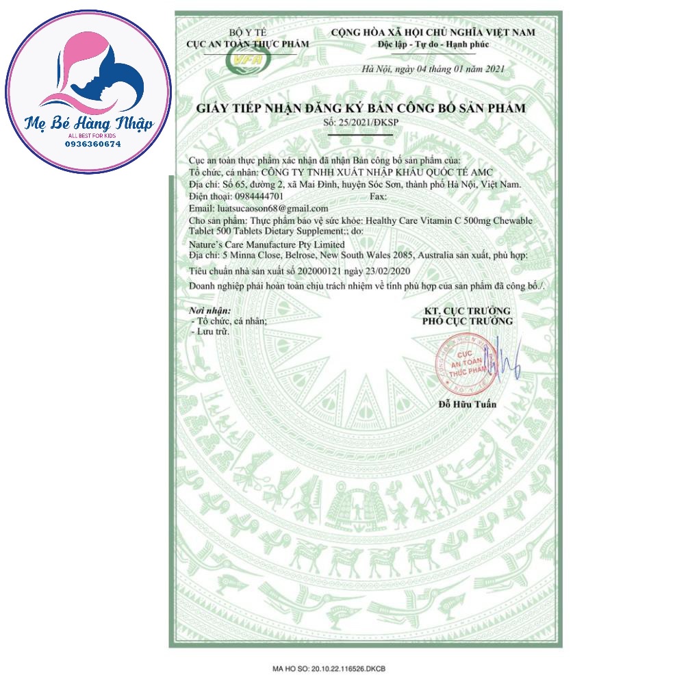 Healthy Care Vitamin C Viên Nhai Ngậm 500mg 500 viên Úc