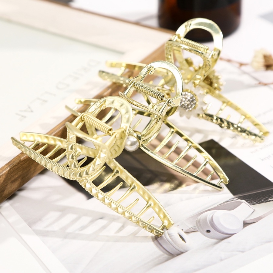 Kẹp tóc kim loại hình hoa đính ngọc trai nhân tạo thời trang cho nữ