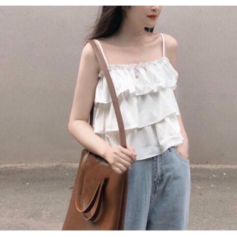[ Rẻ vô địch ] Áo hai dây phối bèo ba tầng