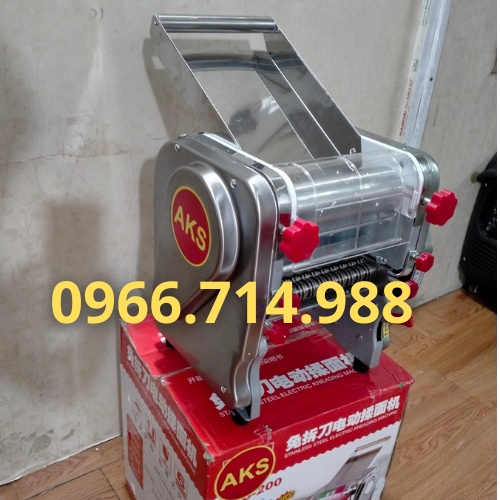 Máy Cán Bột Cắt Sợi Làm Mì Tươi Chạy Điện AKS 200 Inox Toàn Bộ Trục Cán 20cm Lô Cắt Sợi Tròn,Sợi Dẹt Bảo Hành 12 Tháng