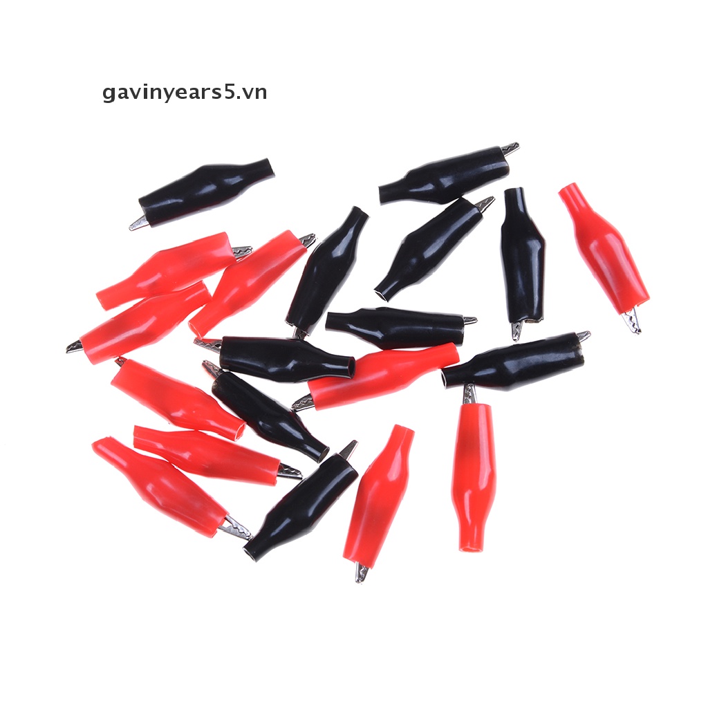 20pcs kẹp cá sấu thử nghiệm bằng nhựa mềm màu đen và đỏ