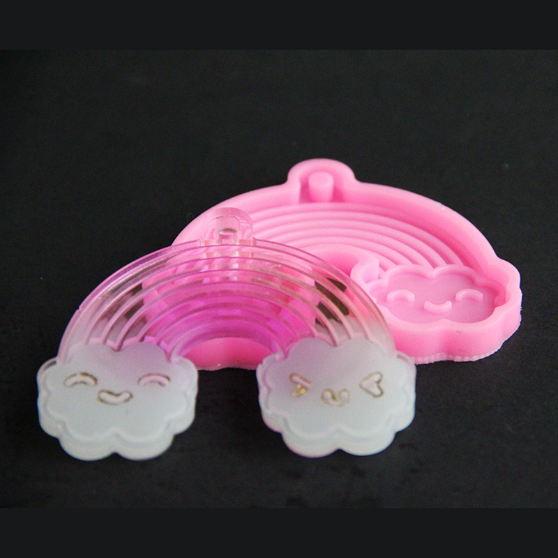 Khuôn Silicone Bóng Làm Móc Khóa Hình Đám Mây / Cầu Vồng DIY