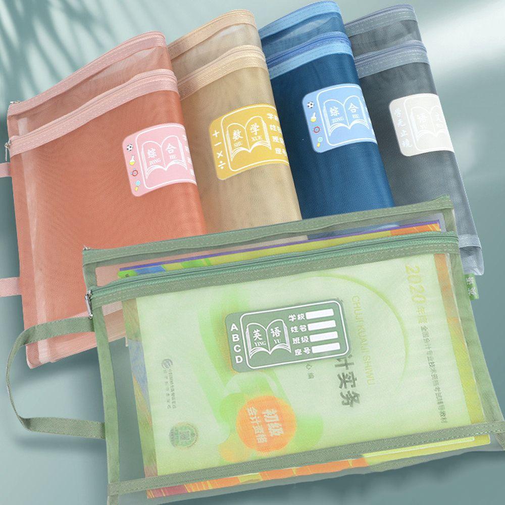 Túi đựng tài liệu MMULCK thiết kế hai lớp khổ A4 có khóa kéo tiện lợi dành cho học sinh
