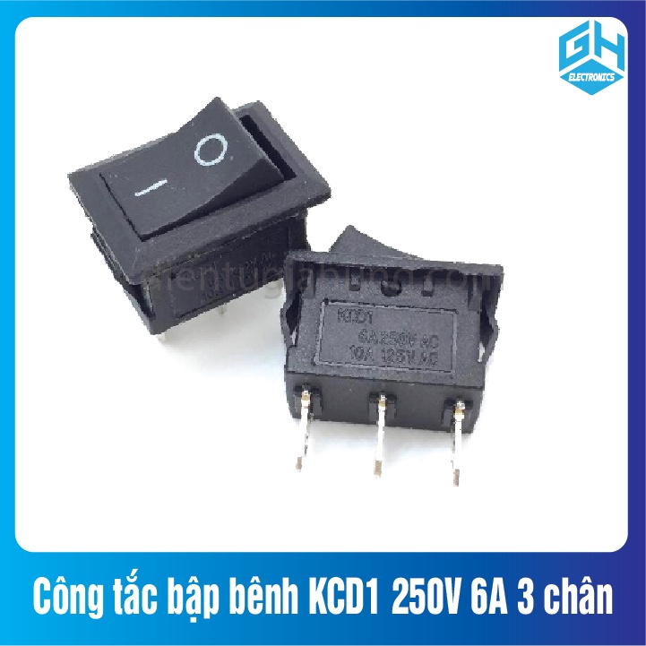 Công tắc bập bênh KCD1 250V 6A 3 chân các loại có đèn và không đèn