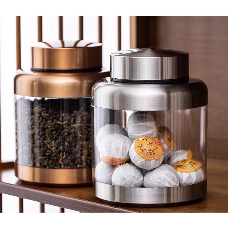 Hộp chè trong suốt cao cấp sang trọng freeship đựng chè khô, hoa quả sấy khô