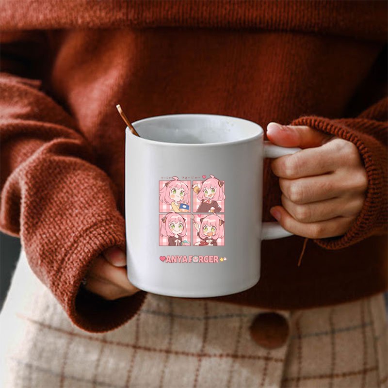 Cốc sứ trắng in hình ANYA ver ĂN UỐNG Spy x Family anime chibi dễ thương xinh xắn