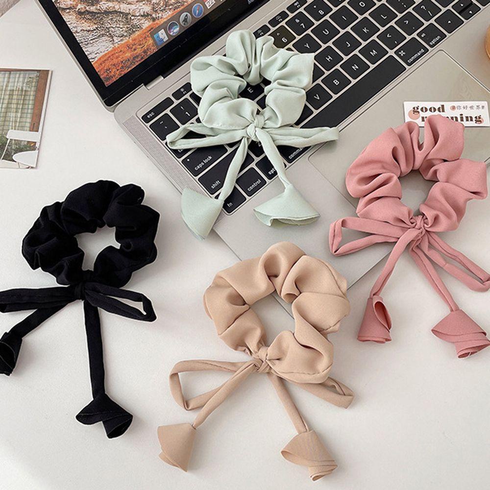 Dây Cột Tóc Cao Su Bản Lớn Màu Trơn Họa Tiết Hoa Vintage Đáng Yêu Cho Nữ WMES15H