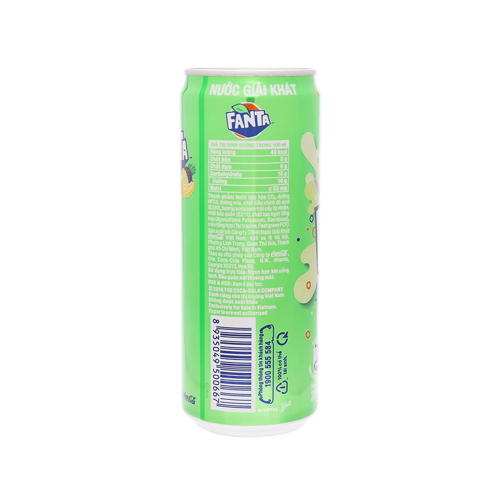 5 lon nước ngọt Fanta vị soda kem 330ml