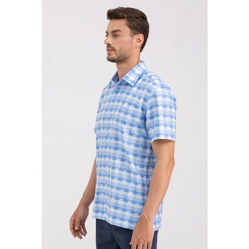 Áo sơ mi nam tay ngắn họa tiết kẻ caro , thời thượng, lịch lãm, chỉn chu John Henry - WS22SS20C-SD