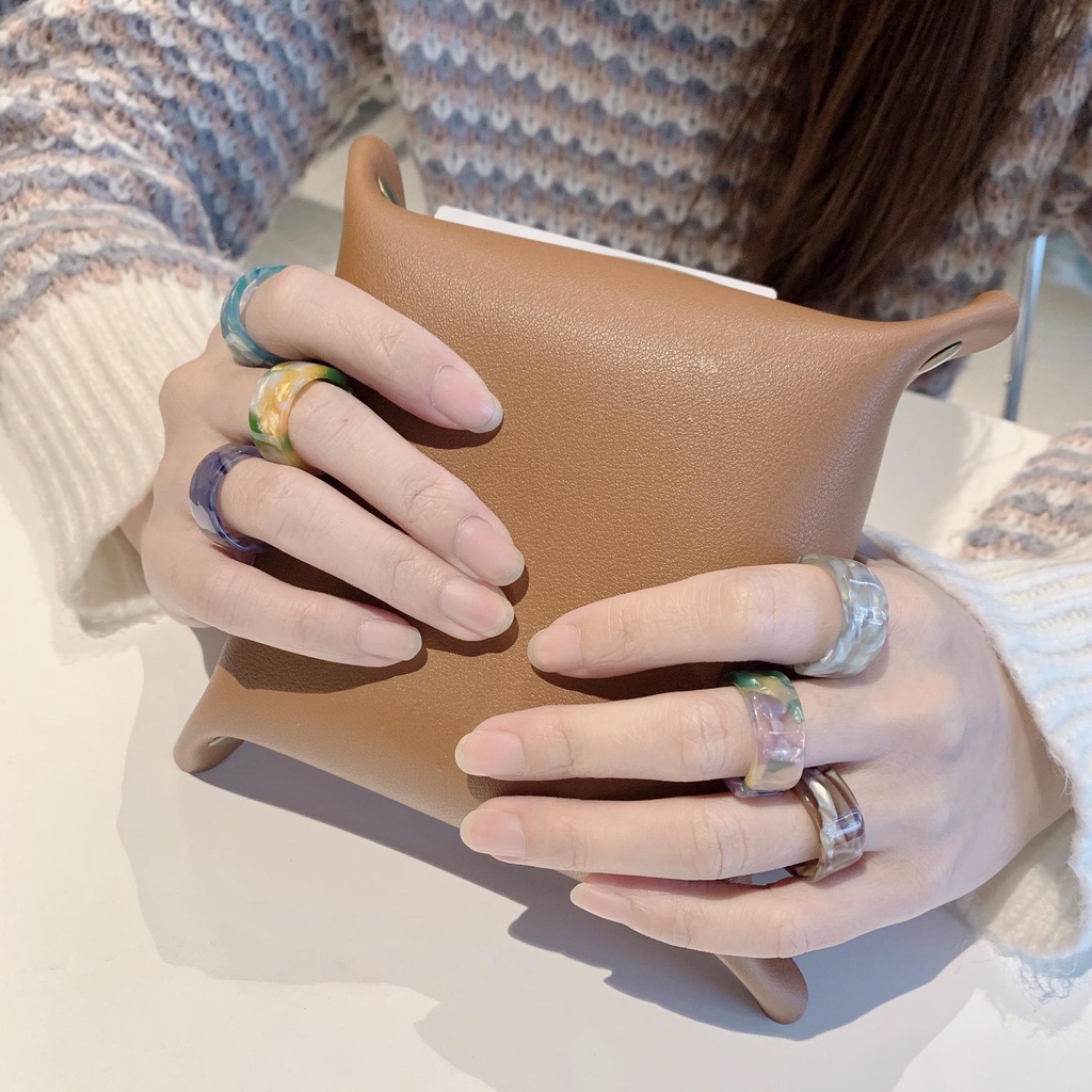 Nhẫn Acrylic Dày Dặn Nhiều Màu Sắc Thời Trang Mùa Hè Cho Nữ