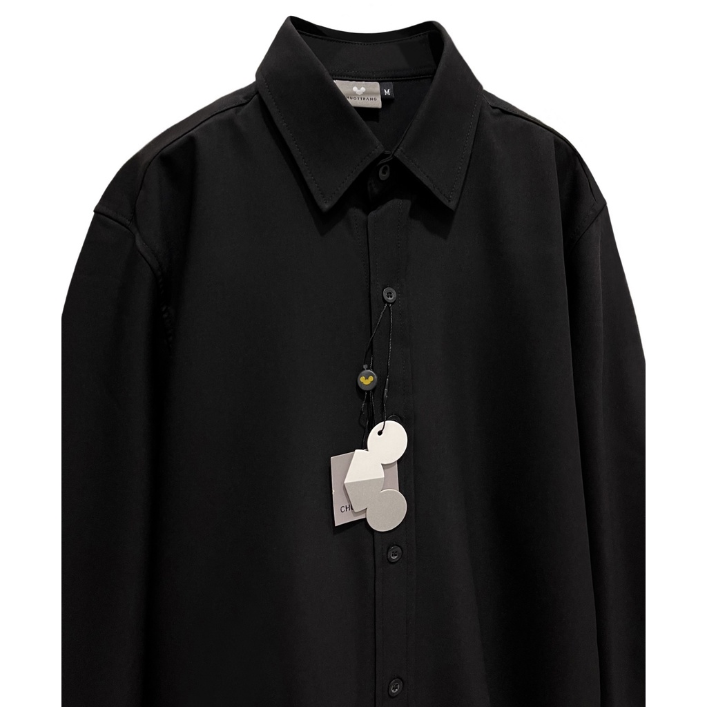 ÁO SƠ MI đen basic KKL CHUOTTRANG tay dài