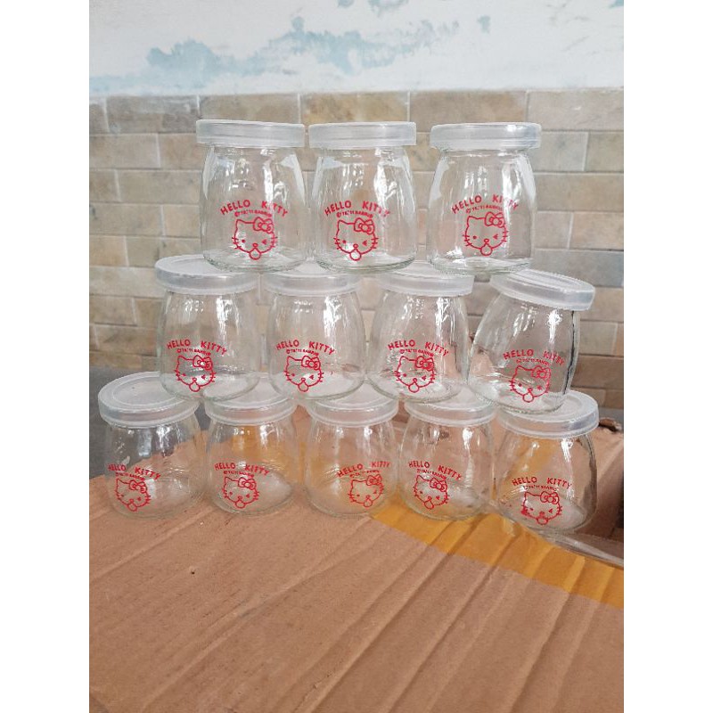 set 12 hủ thủy tinh kitty đựng sữa chua