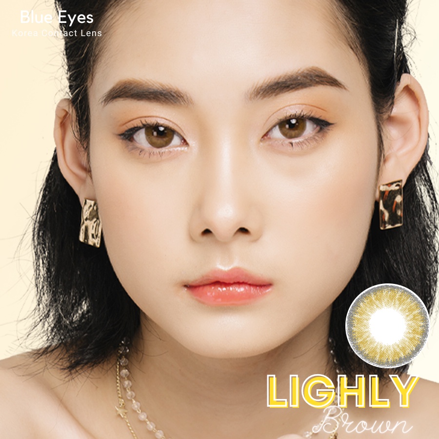 Kính áp tròng cận màu nâu tây LIGHLY  BROWN , lens  cận giãn tròng nhẹ  DIA 14.0mm; sử  dụng 6 tháng .