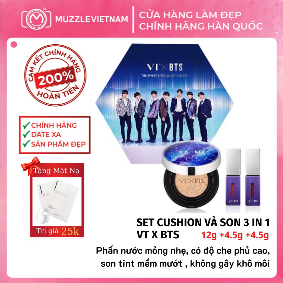 [SALE LỚN + Tặng Mặt Nạ Harana Trị Giá 25k] Set Mỹ Phẩm BTS Chính Hãng Mua 1 Được 3 [1 Cushion + 2 son]