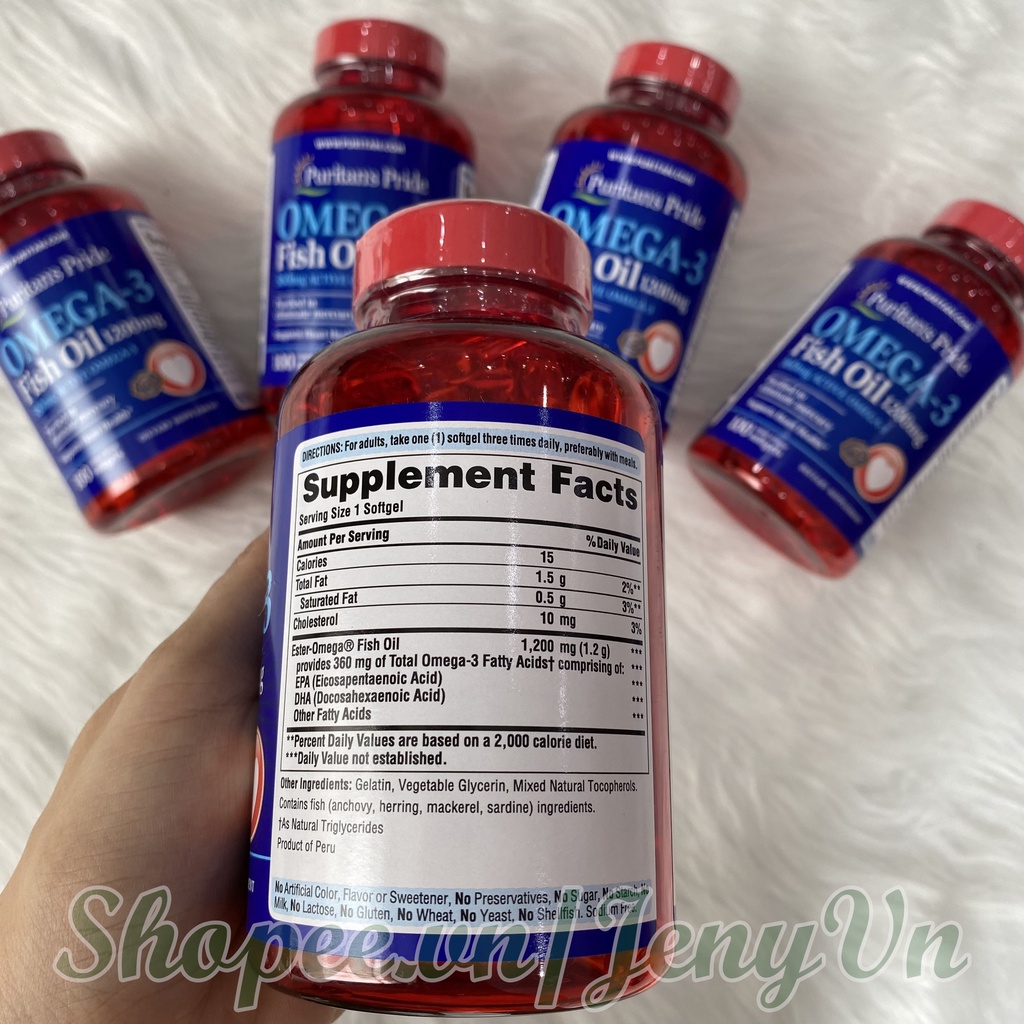 Viên uống dầu cá Omega 3 Fish oil Puritan's Pride 100v