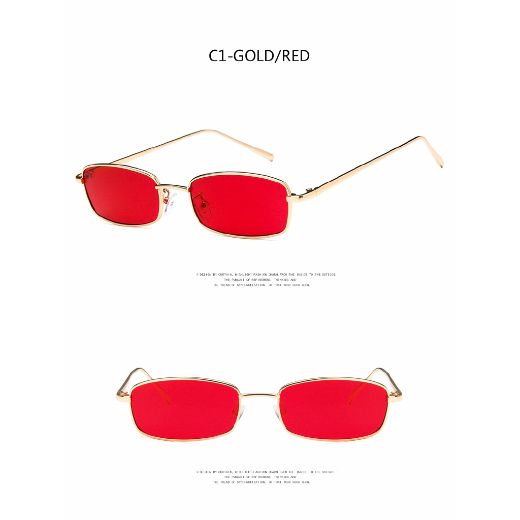 Kính mát thời trang hình chữ nhật kim loại INS cho nam và nữ