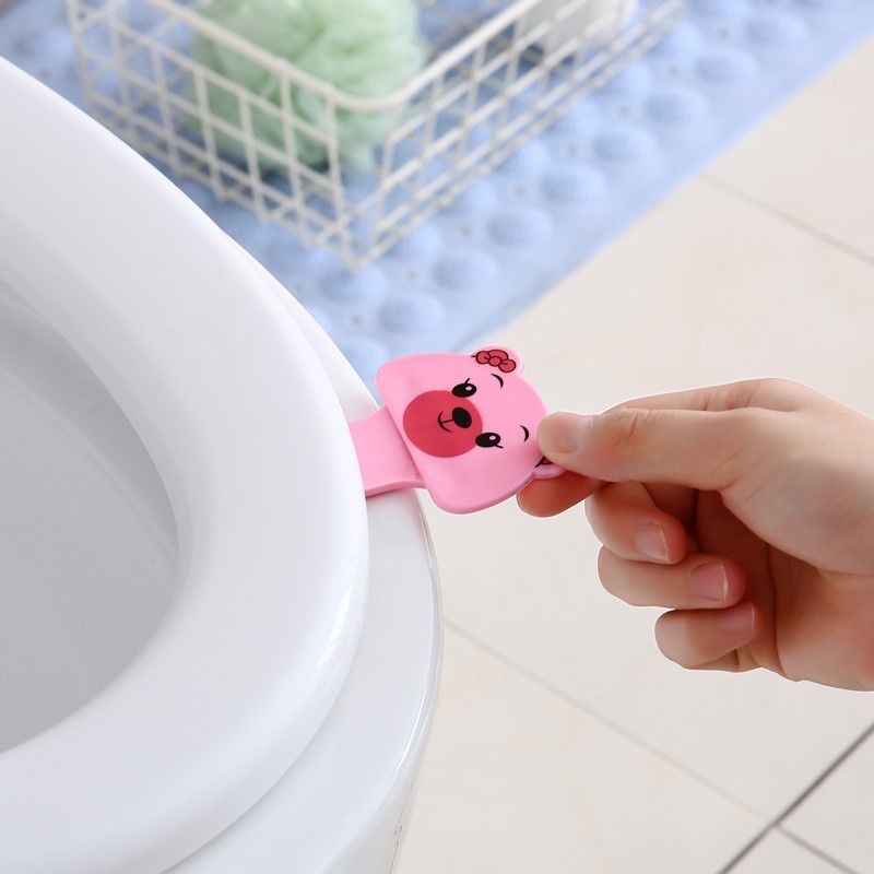 Miếng dán mở nắp bồn cầu vệ sinh thông minh chống vi khuẩn hình thú dễ thương- Dụng cụ mở nắp bồn cầu toilet kháng khuẩn