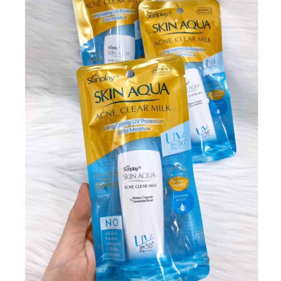 Kem chống nắng dưỡng da ngừa mụn Sunplay Skin Aqua Acne Clear Milk SPF50+, PA++++ [giá sỉ]