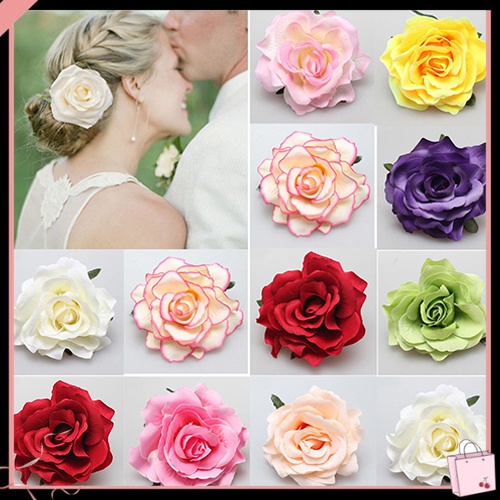 Kẹp Tóc Hình Hoa Hồng Lớn Ngọt Ngào Cho Cô Dâu