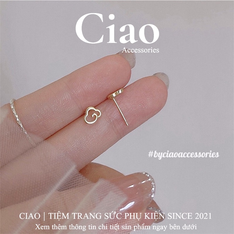 Khuyên tai/ Bông tai mạ bạc S925 thiết kế hình mây đơn giản Cloud Tiny Ciao