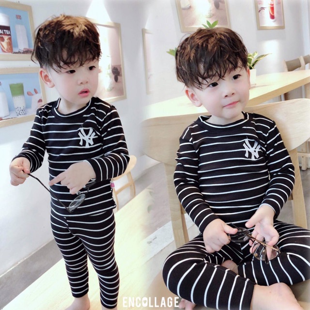 Bộ cotton len N Y cực ấm áp ngày se lạnh cho bé gái - BCLNY2