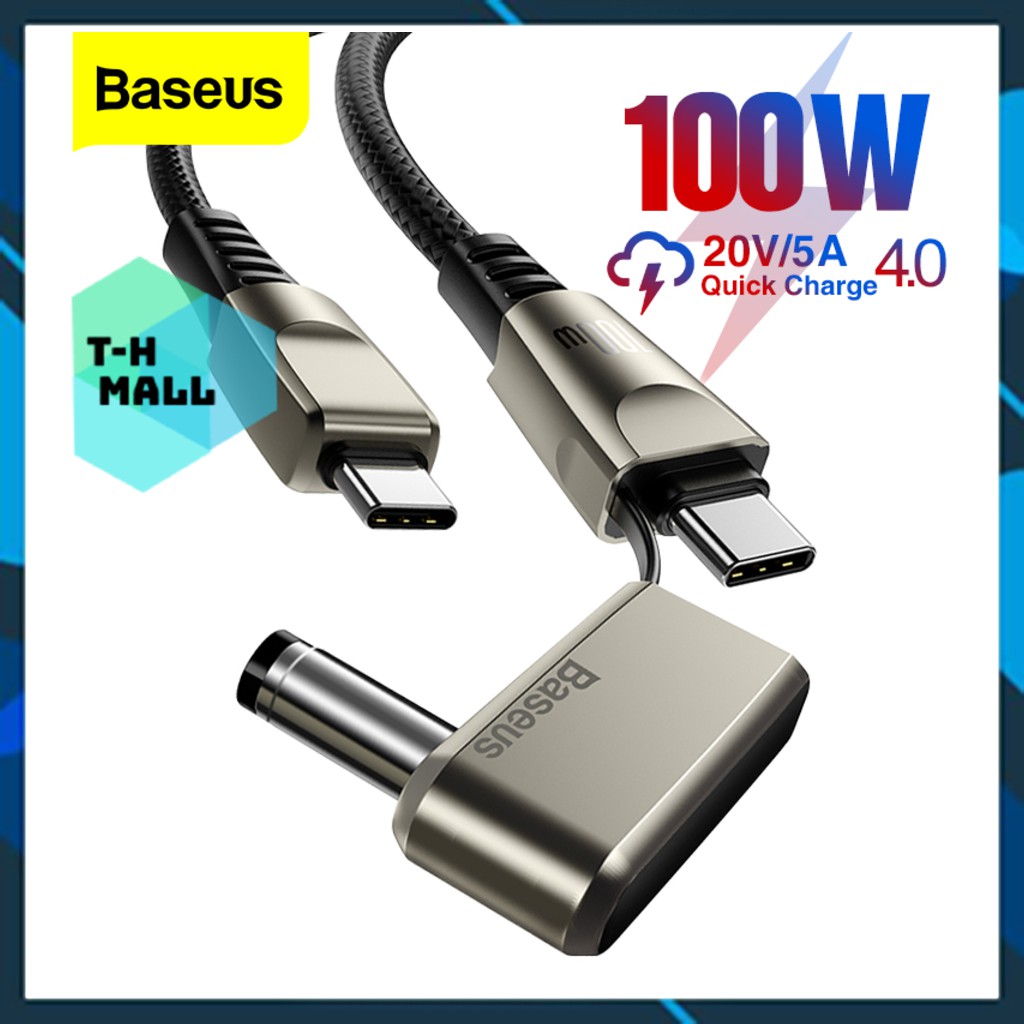 Cáp sạc nhanh Baseus 2 trong 1 Type-C to C + DC 100W + đầu chuyển cổng tròn 5.5*2.5mm cho laptop