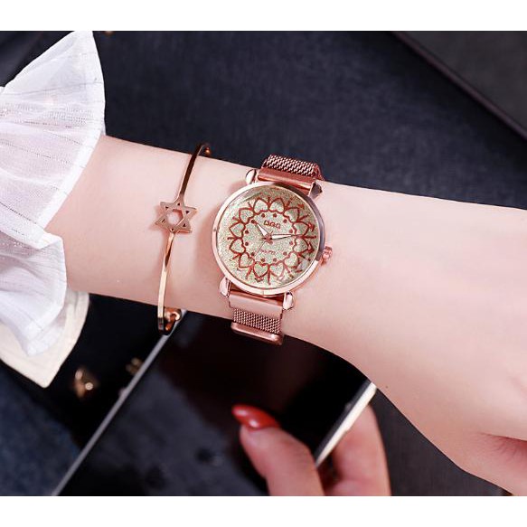 Đồng Hồ Nữ Dây Nam Châm Dqg D374 Mặt Hoa Trái Tim Hot Trend Siêu Đẹp - Hazo
