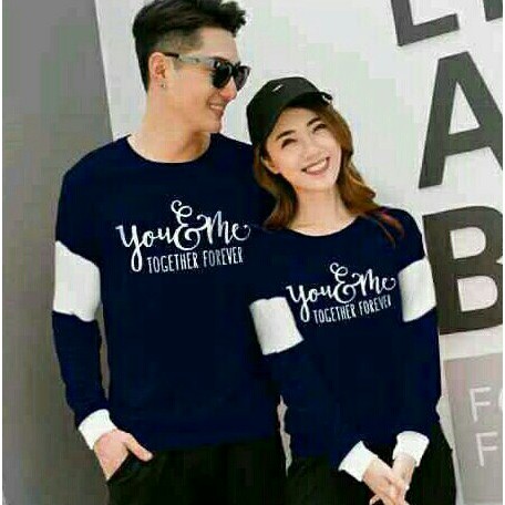 Áo Sweater Tay Dài In Chữ You And Me Cho Cặp Đôi