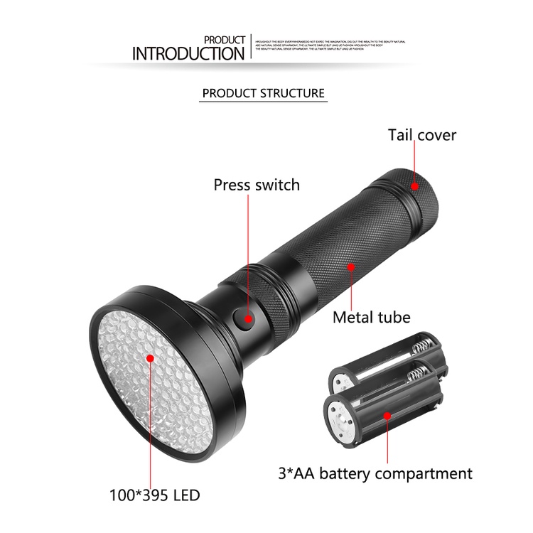 Đèn Pin 21 51 100 LED 395 nM Tia Cực Tím Chất Lượng Cao