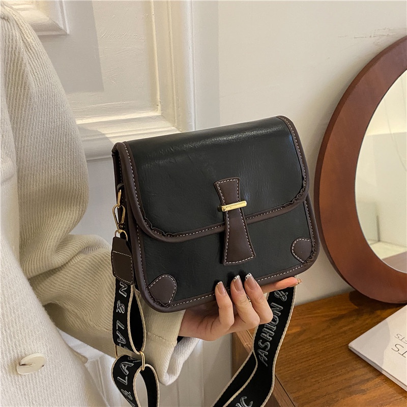 Túi đeo chéo da PU màu sắc tương phản phong cách phương Tây