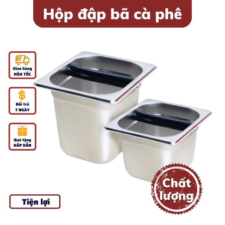 Hộp đập bã cà phê cao cấp Epresso inox cao cấp 10-15cm, hộp đựng bã cà phê, khay để cà phê tiện lợi