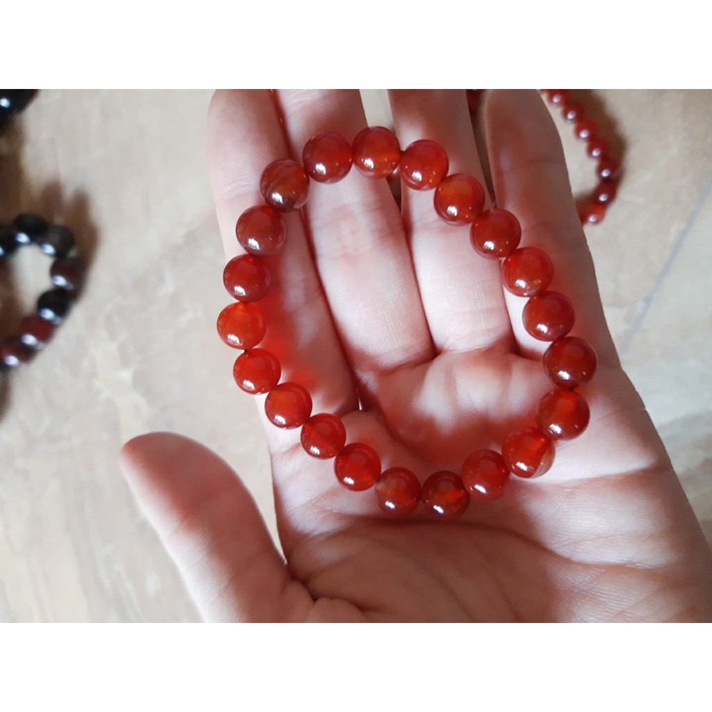 Vòng Tay Phong Thủy Đá Mã Não Đỏ tròn trơn sp4